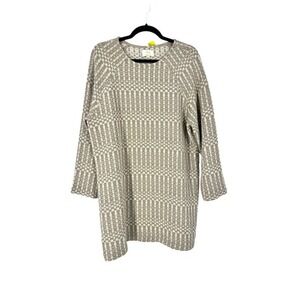 Billy Reid Tan Cream Geometric Jacquard Knit Sweater Dress Made in‎ Italy Medium